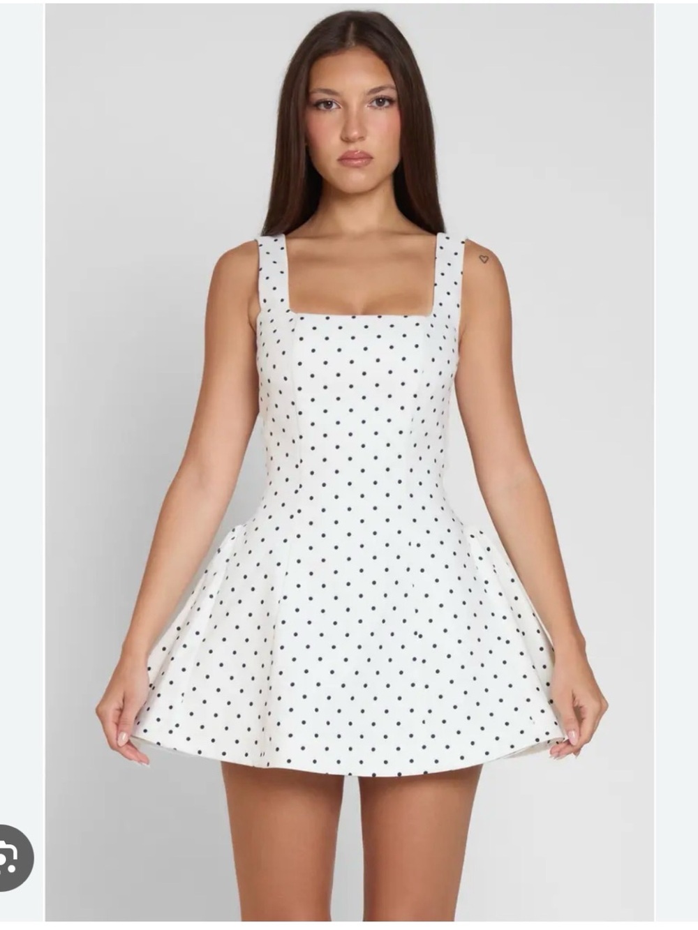 Commense White Mini Dress with Black Polka Dots